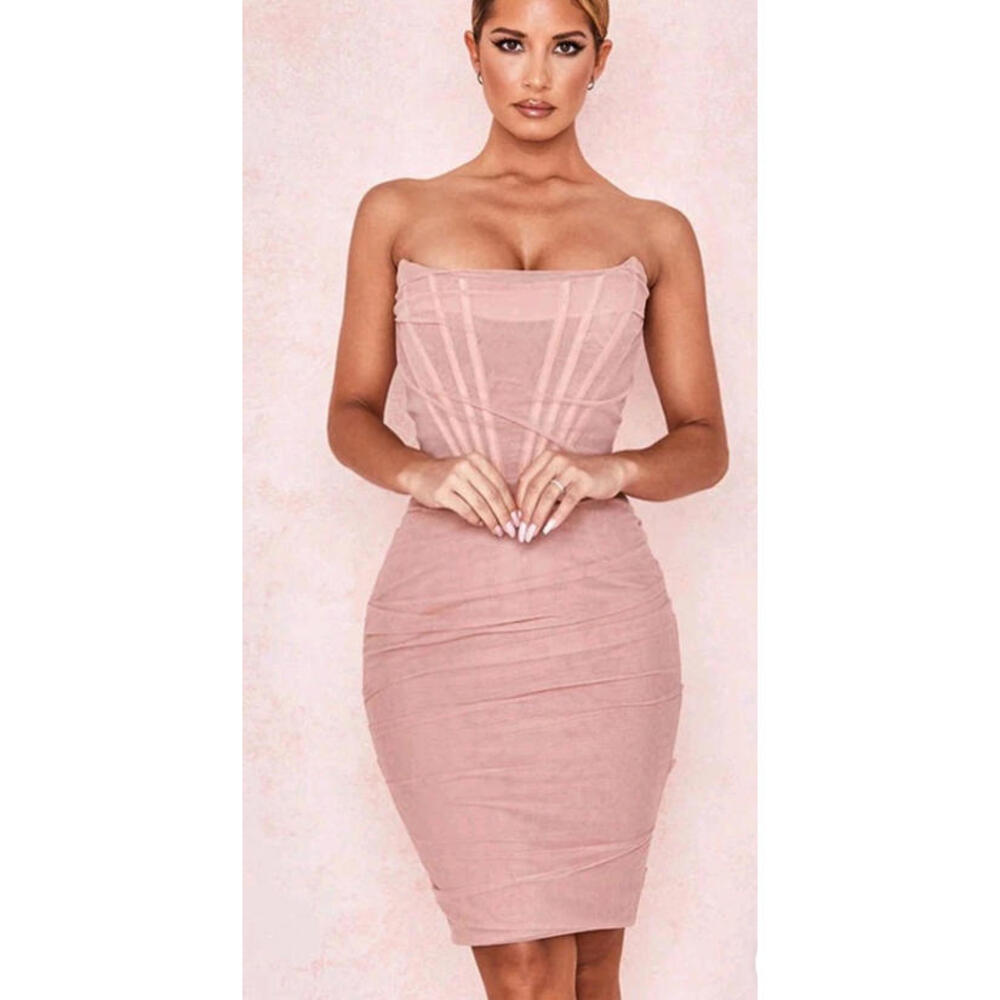 ROSEDRESS Chic Ruched Strapless Mini Corset Size L Party Cocktail Dress NWT #Z